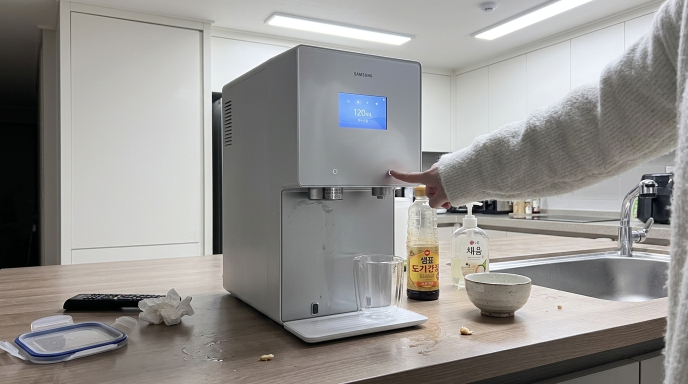 Bespoke AI 얼음 정수기 · 사틴 그레이지 · 냉온정수기
